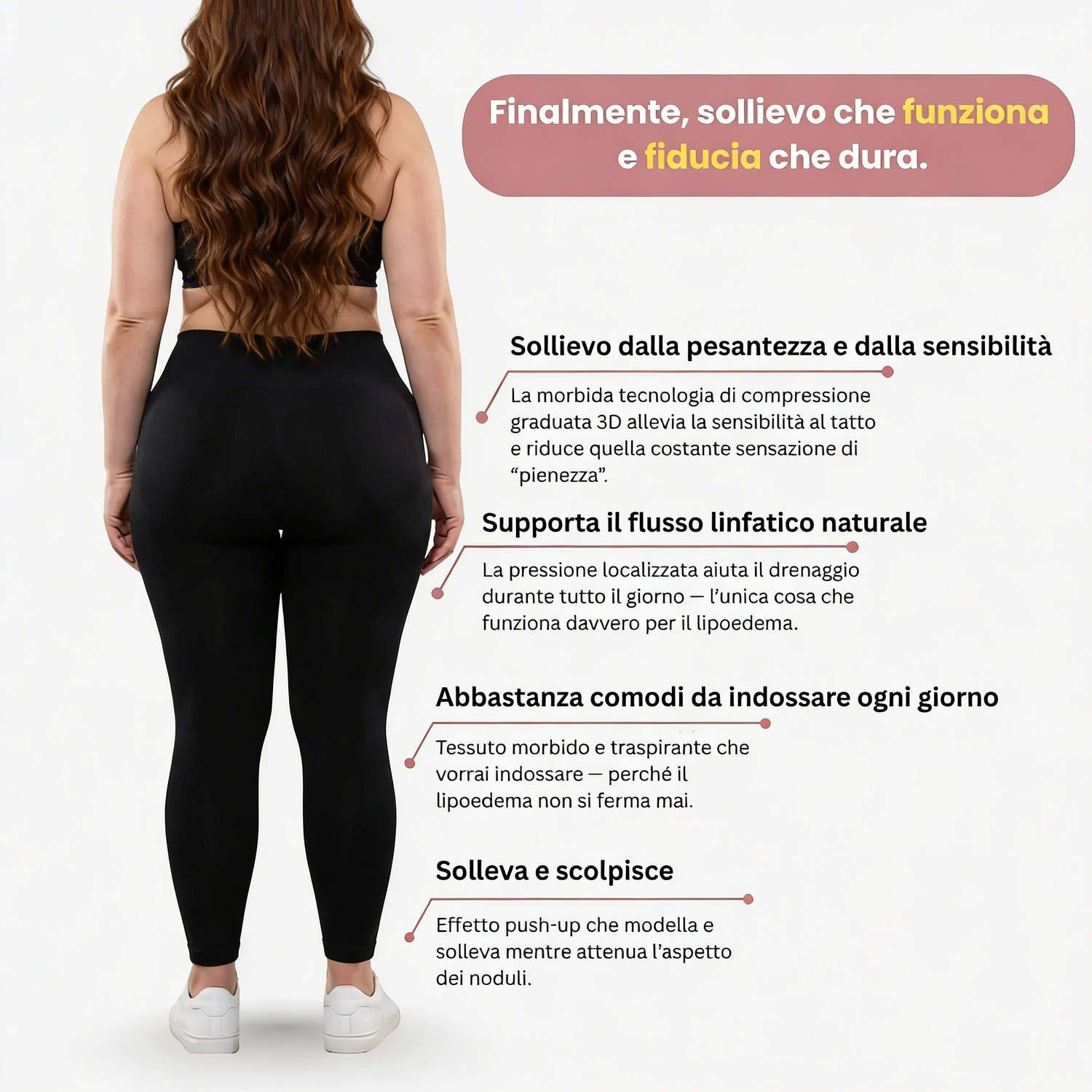 Leggings 3D a vita alta per lipedema donna